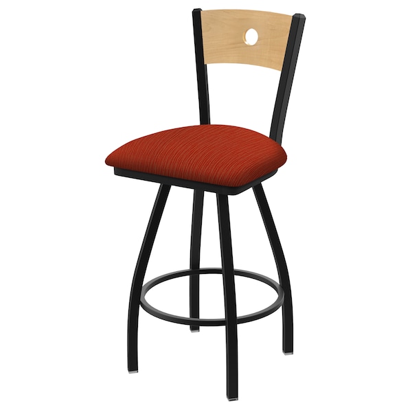 36" Swivel Counter Stool, Nickel Finish, Nat Back, Graph Poppy Seat